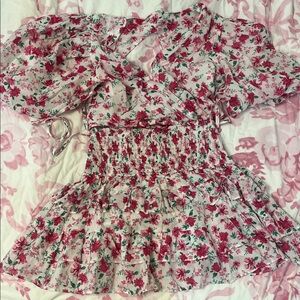 LoveShackFancy Floral Pink and White Blouse